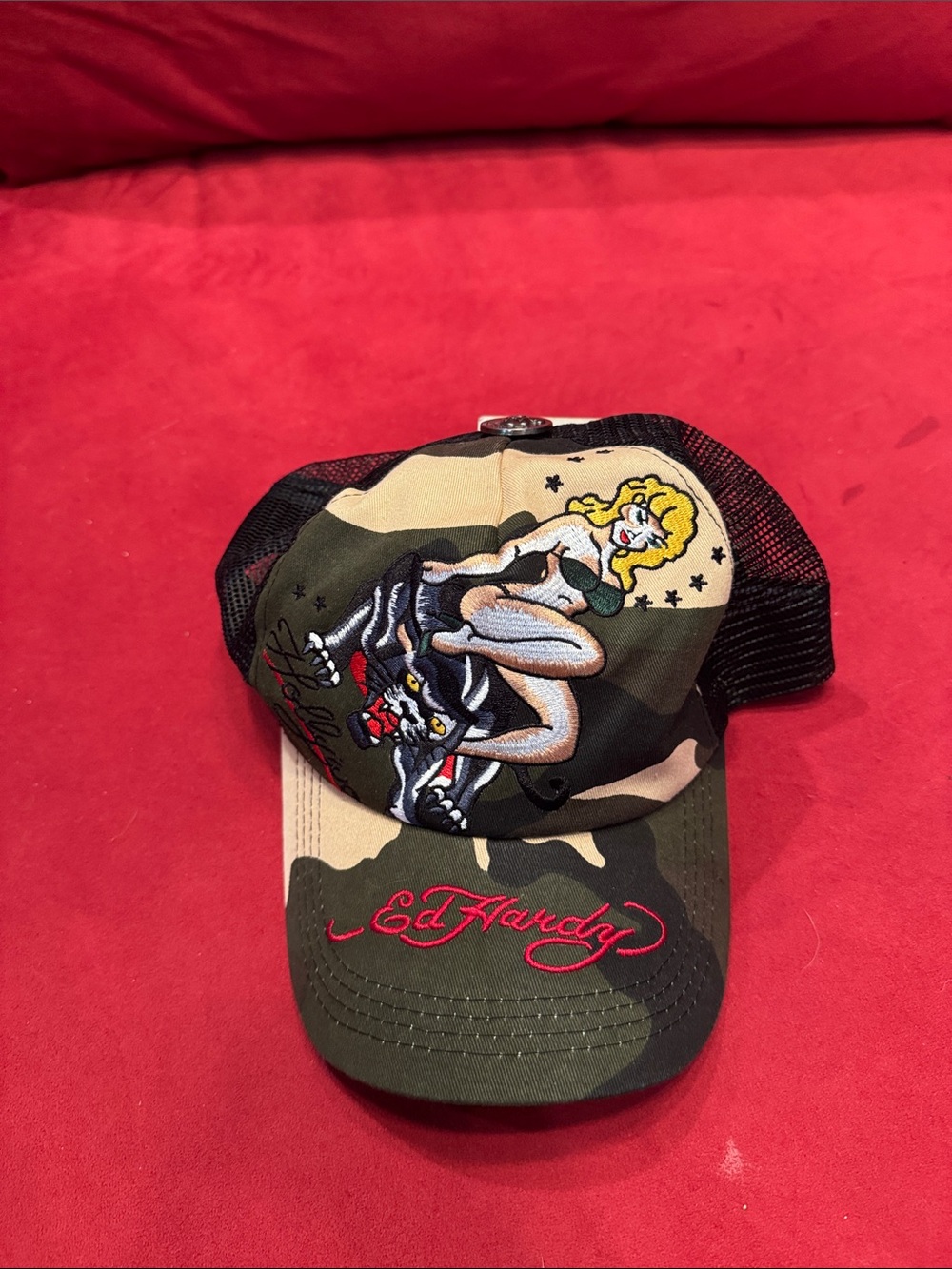 Ed Hardy Camo Trucker Hat - Green, Black, Beigey